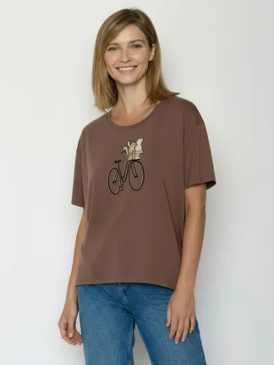 GreenBomb GREENBOMB Bike Cat Basket 2 Feel - Lässiges T-Shirt aus Bio-Baumwoll-Mix / hochwertiger Print / GOTS / Fair & Vegan