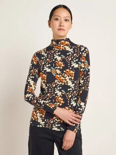 LANIUS LANIUS Stehkragenshirt mit Kräuseln aus Bio-Baumwolle und Tencel