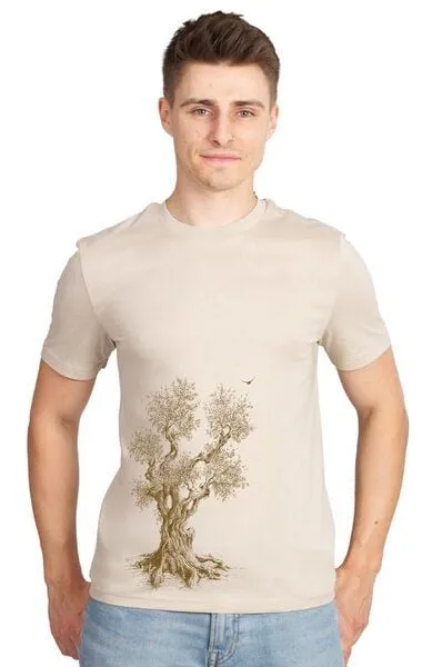 Life-Tree Life-Tree Shirt aus Biobaumwolle Fairwear für Herren Olive Tree in Desert Dust