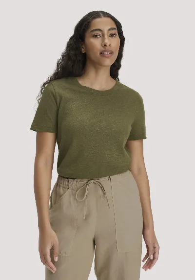 hessnatur hessnatur Damen T-Shirt Relaxed aus Leinen und Bio-Baumwolle - grün