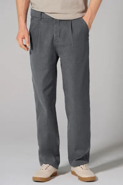 HempAge Hempage Herren vegan Plisseehose In Schiefer