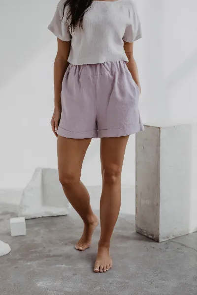 AmourLinen AmourLinen Damen vegan Kurze Hose Mia Dusty Rose