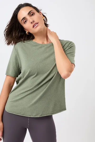 mandala MANDALA Damen vegan T-Shirt Halfmoon Holzkohle Grün