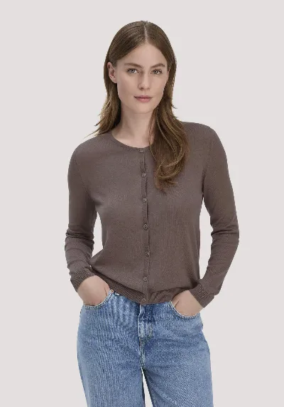hessnatur hessnatur Damen Strickjacke Regular aus TENCEL™ Lyocell mit Bio-Baumwolle - braun