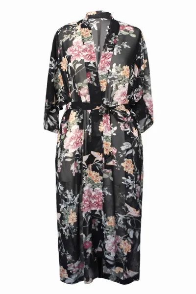 Anekdot Anekdot Damen vegan Robe Sheer Floral Multicolour