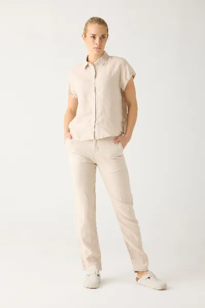 KnowledgeCotton Apparel Hose Calla Tapered Leinen