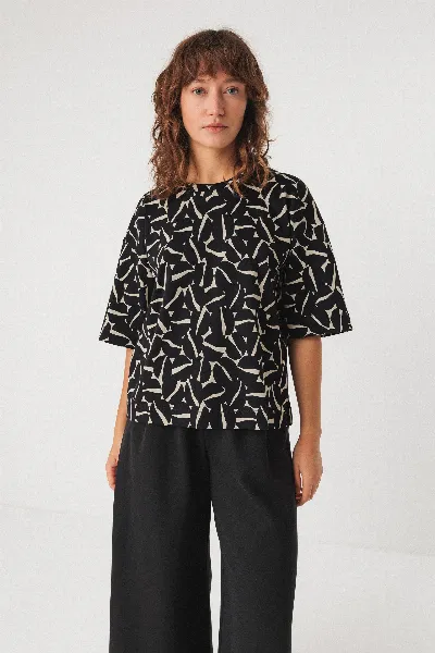 SKFK SKFK Damen vegan T-Shirt Lariz Schwarz/WeiÃŸ