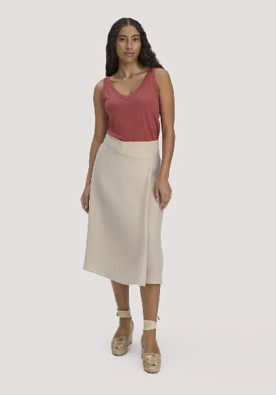 hessnatur hessnatur Damen Rock Midi Regular aus Leinen - beige