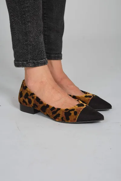 Momoc Momoc Damen vegan Ballerinas Leopard Ferox Schwarz & Braun