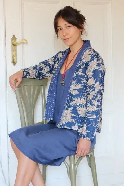 ManduTrap ManduTrap Boho Cardigan Damen – leichte Übergangsjacke aus recycelter Baumwolle (Kantha) – Sunaja