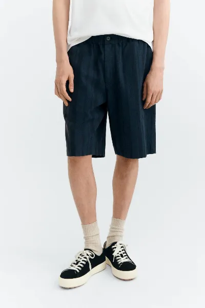 thinking mu Thinking MU Herren vegan Shorts Bermuda Gasper Marineblau Gestreift