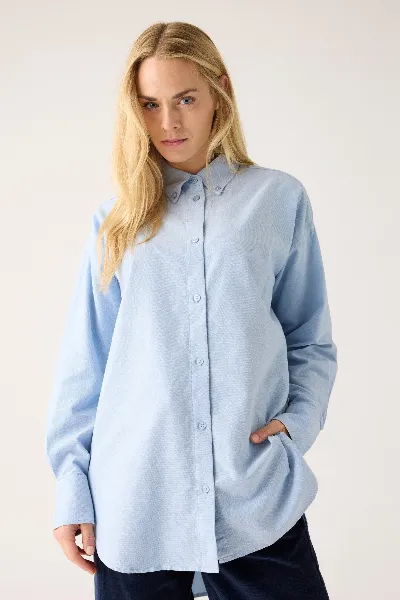 KnowledgeCotton Apparel KnowledgeCotton Apparel Damen vegan Hemd Flanell Entspannt Gletschersee