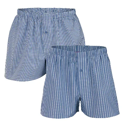 Living Crafts LIVING CRAFTS - Herren Boxer-Shorts, 2er-Pack - Blau