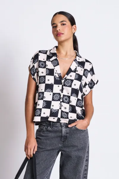 JAN N JUNE JAN 'N JUNE Damen vegan Bluse Tierra Floral Square Print