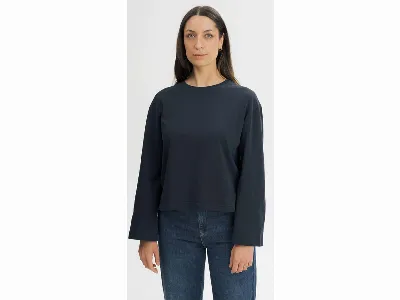 MELA MELA Bio-Damen-Oversized-Langarmshirt 'SANGEETHA' mit Seitenschlitzen, navy,