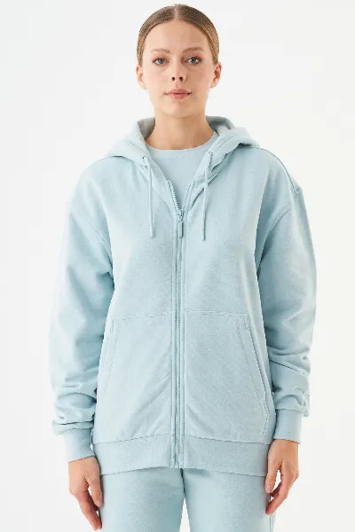 ORGANICATION ORGANICATION Herren vegan Unisex Zip Up Hoodie Junda Mintblau