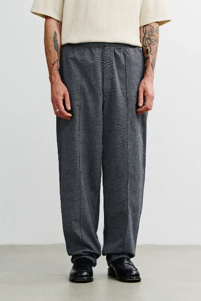 Rotholz Rotholz Herren vegan Hose, Weit Geschnitten Mit Falten Grau Meliert
