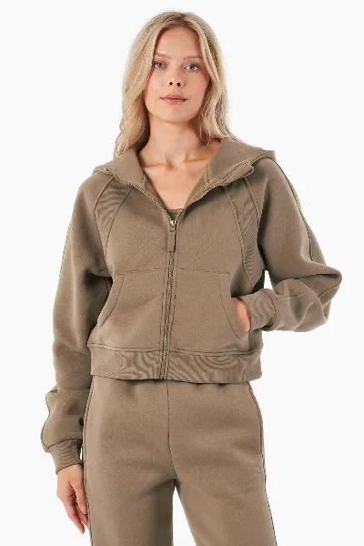ORGANICATION ORGANICATION Damen vegan Hoodie Full Zip Joddy Gravel