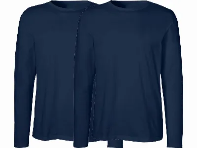 Neutral Neutral 2er-Pack Bio-Herren-Langarmshirt mit Rundhalsausschnitt, navy,