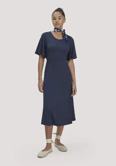 hessnatur hessnatur Damen Jersey Kleid Kniebedeckend Slim aus TENCEL™ Lyocell - blau