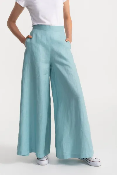 De IONESCU De IONESCU Damen vegan Hose Palazzo Leinen Aqua