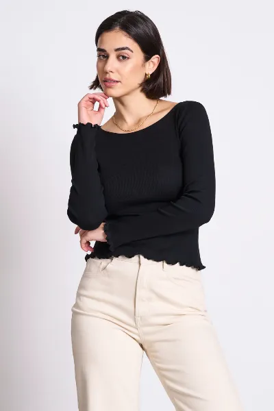 JAN N JUNE JAN 'N JUNE Damen vegan Top Minirib Longsleeve Aversa