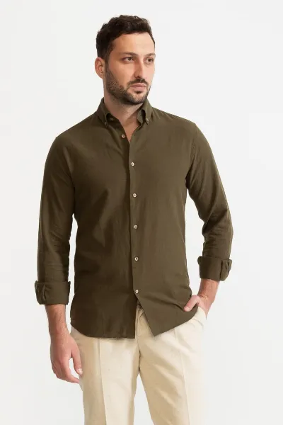 De IONESCU De IONESCU Herren vegan Hemd Godeanu Khaki