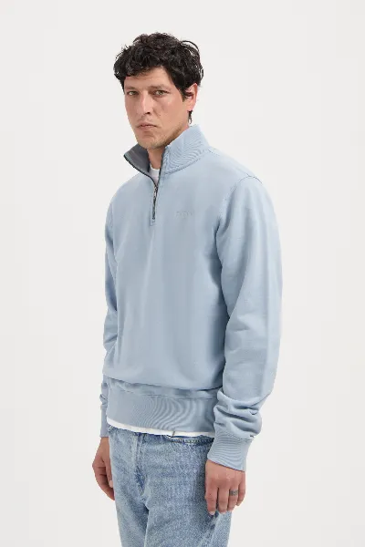 Kuyichi Kuyichi Herren vegan Zip Sweatshirt Vince Cloud Blue