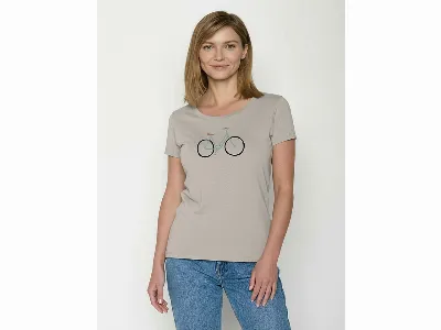 GreenBomb GREENBOMB Bio-Damen-T-Shirt 'Bike Freehand' mit Rundhalsausschnitt, sandstone,