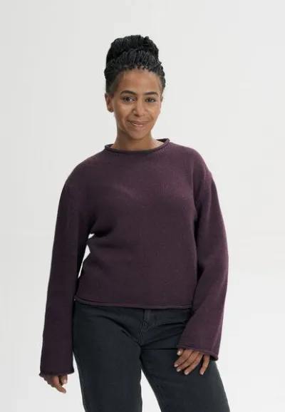 MELA MELA Rollsaum Strickpullover Style GEETHA aus 100% Bio-Baumwolle