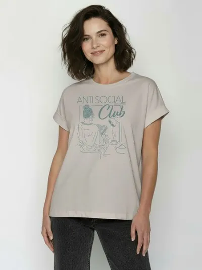 GreenBomb GREENBOMB Anti Social Loony - Sportliches T-Shirt aus Bio-Baumwolle mit Rollup Sleeve / hochwertiger Print / GOTS / Fair & Vegan