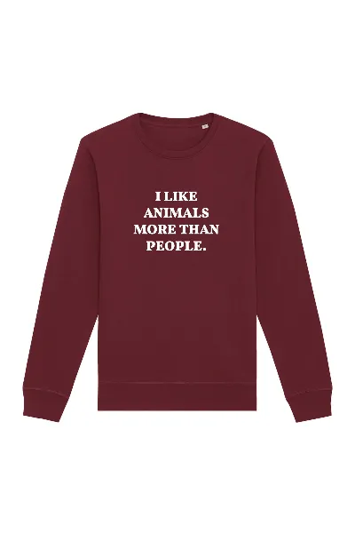 Oat Milk Club Oat Milk Club Damen vegan Sweatshirt I Like Animals More Maroon