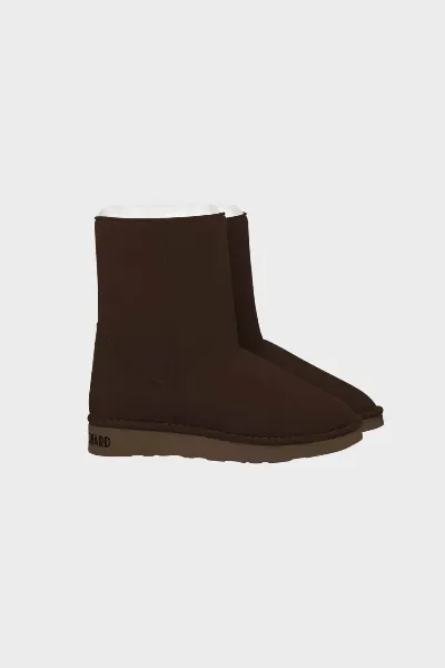 New Orchard New Orchard Damen vegan Stiefel Classic Medium Schokoladenbraun/WeiÃŸ Kunstfell