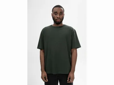 MELA MELA Bio-Herren-T-Shirt 'BHAJAN' mit überschnittenen Schultern, dunkelgrün,