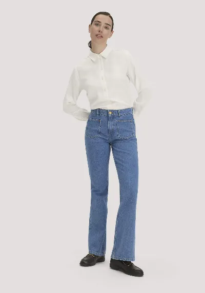 hessnatur hessnatur Damen Jeans Flared Leg aus Bio-Baumwolle - blau