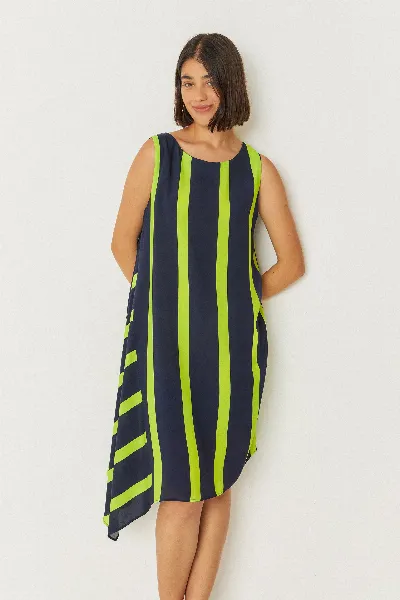 SKFK SKFK Damen vegan Kleid Junkal Marineblau/Grün