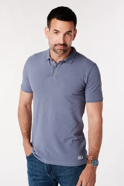 SKOT SKOT Herren vegan Polohemd Sturmblau/Grau