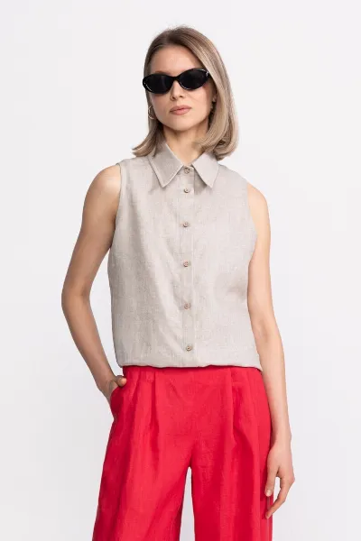 De IONESCU De IONESCU Damen vegan Ã„rmelloses Shirt BÃ¢rsana