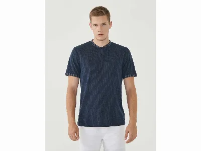 ORGANICATION ORGANICATION Bio-Herren-Poloshirt ohne Kragen navy,
