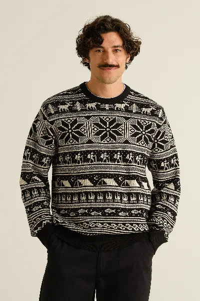 dedicated Sweater Mora Fairisle Hike Schwarz