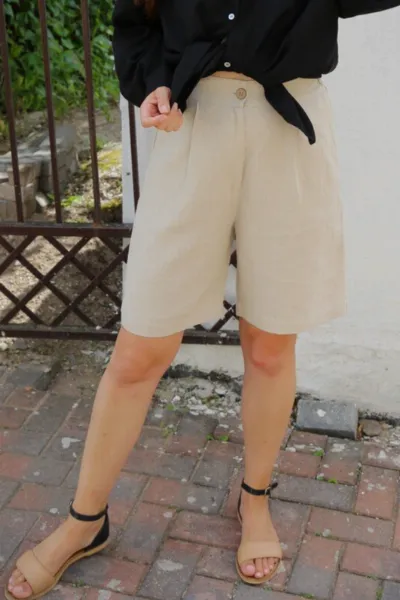 Amber Linen Amber Linen Damen vegan Shorts Bermuda Jakarta Pale Sand