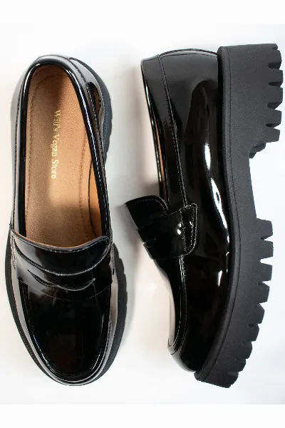 Will's Vegan Store Will's Vegan Store Damen vegan Loafers Track Sole Penny Patent