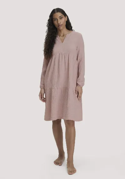 hessnatur hessnatur Damen Musselin Nachthemd Relaxed PURE COMFORT aus Bio-Baumwolle - rosa