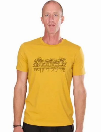 Life-Tree Life-Tree Shirt aus Biobaumwolle Fairwear für Herren Mirror in Ocre-Gelb