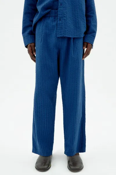 thinking mu Thinking MU Herren vegan Hose Seersucker Luc Blau