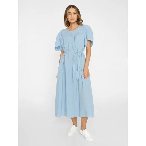 KnowledgeCotton Apparel KnowledgeCotton Apparel Kleid mit Bindegurt aus Bio-Leinen
