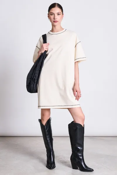 JAN N JUNE JAN 'N JUNE Damen vegan Kleid T-Shirt Hopla Ecru