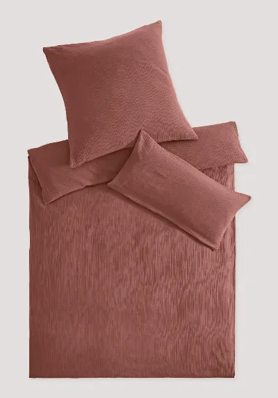 hessnatur hessnatur Musselin Bettwäsche-Set aus Bio-Baumwolle - rot - Größe 155x220 / 40x80 cm