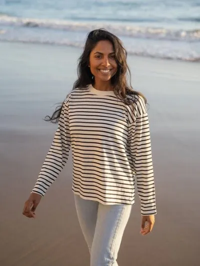 FUXBAU FUXBAU Frauen Streifen Longsleeve - weiss schwarz