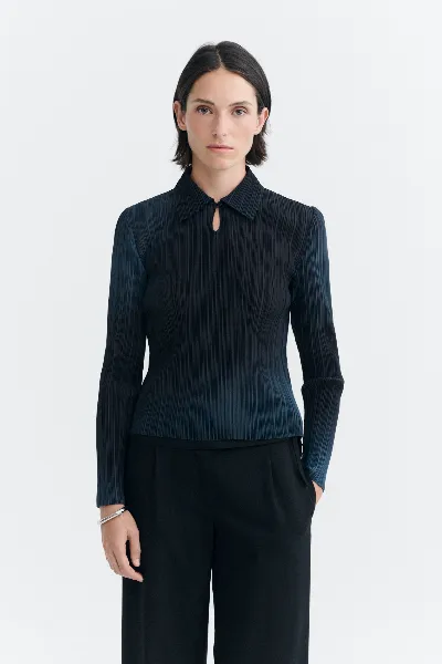 thinking mu Thinking MU Damen vegan Top Plisado Whisper Agostina Dunkelblau